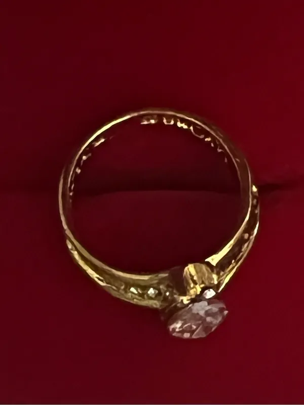 Gorgeous Stainless Steel Golden w/ Cubic Zirconia Gemstones Statement Ring S 7 - Image 3