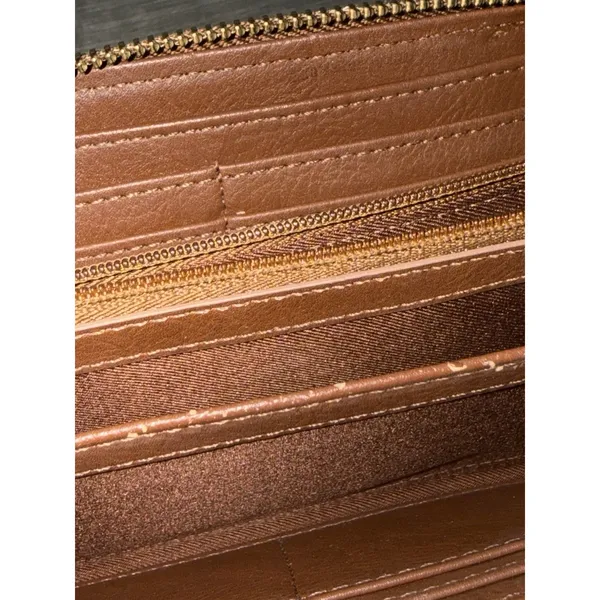 Fossil Logan Brown Pebbled Leather Zip Around Wristlet Wallet‎ Clutch - Image 7