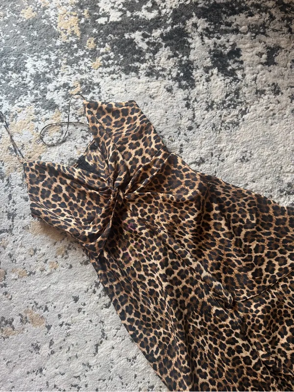Zara Leopard Print Wide-Leg Jumpsuit - Brown/Black - Image 4