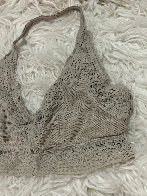 Aerie XL Gray Taupe Lace Halter Bralette Wireless - Image 2