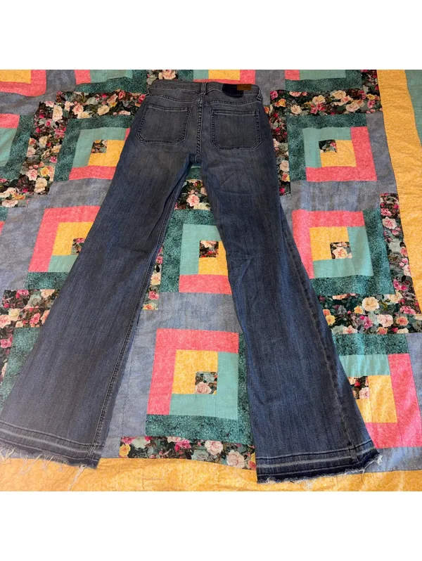Ariat Womans 27R Denim Flare Boot Slim Trouser High Rise Jeans Dark Wash Patches - Image 4