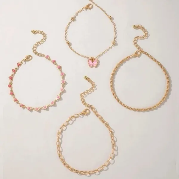 3/$30 💛 3pcs Butterfly Charm Bracelet Set Gold - Image 4