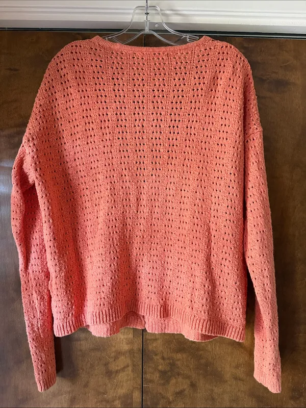 Madewell Women's Orange Open-Stitch Cardigan Sweater Loose Fit. Size M - Image 6