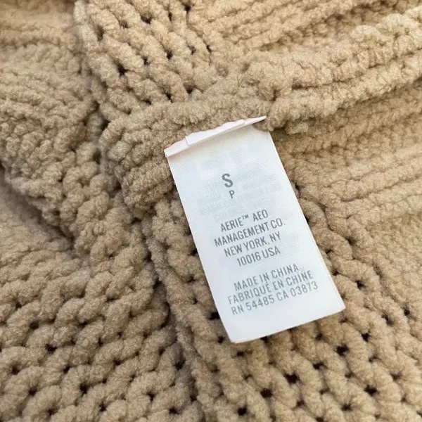 Aerie Oversized Sweater Size Small Beige Chenille Minimalist Lagenlook Slouchy - Image 6