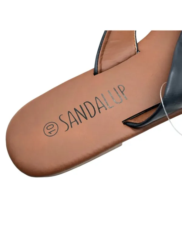 SandalUp Womens Sandals Faux Leather Thong Slides Flip Flops Black Size 10 - Image 5
