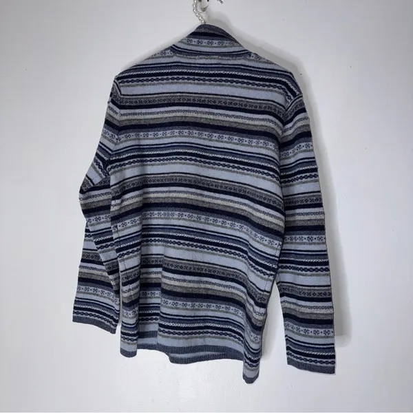vintage eddie‎ bauer Medium Blue Fair Isle Mock Neck Lambswool Sweater - Image 2