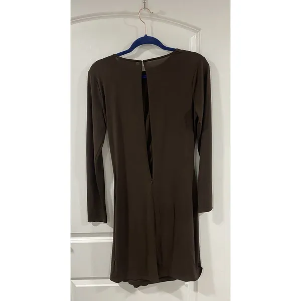 Michael Kors Faux Wrap Dress Brown Gold MK Buckle NWT M - Image 5