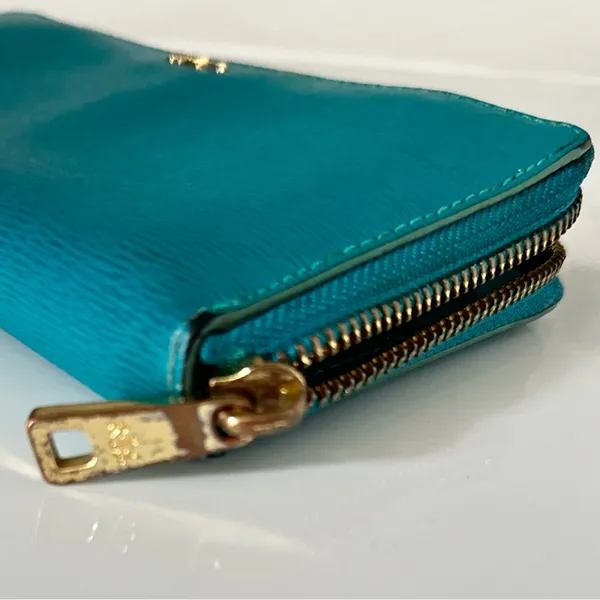 Lauren Ralph Lauren Tate Zip Around Leather Wallet Pick A Color Turquoise - Image 5