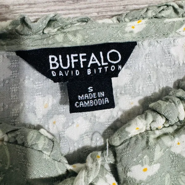 Buffalo David Bitton‎ Floral Print Tie Neck Flutter Sleeve Blouse Top Womens S - Image 6