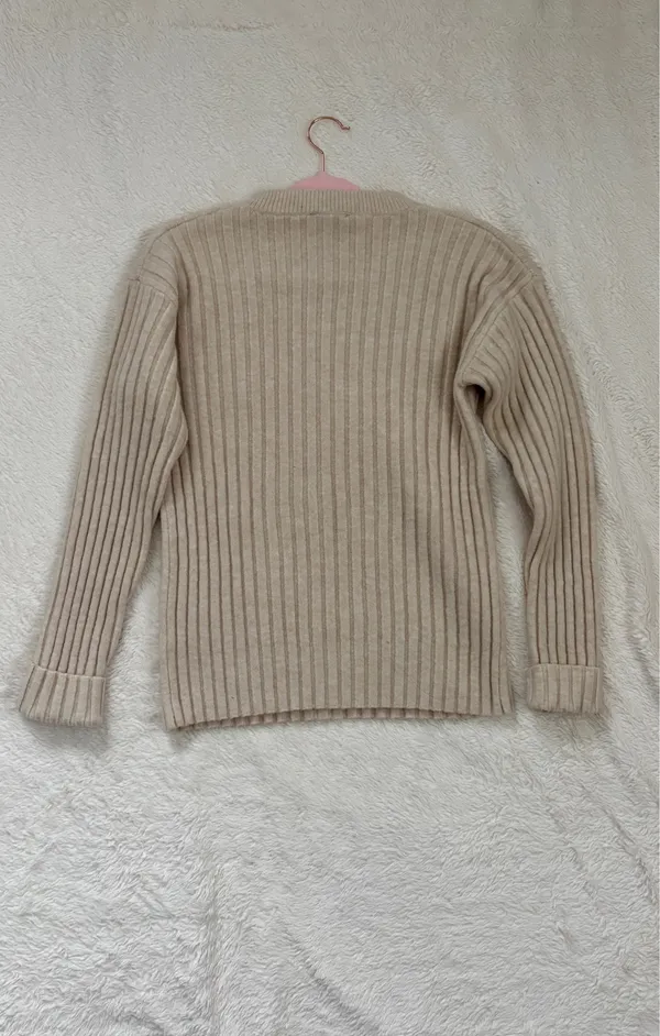 Cotton cashmere cream sweater - Image 2