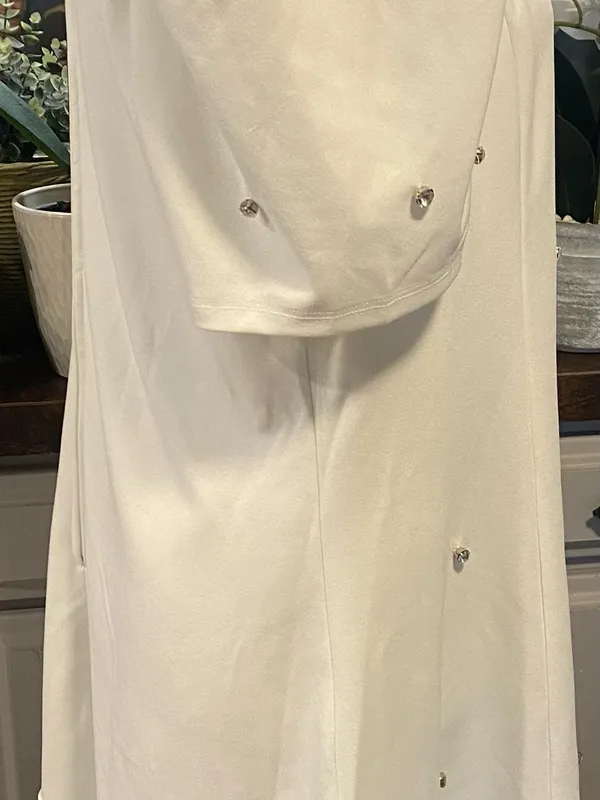 NWT Crystal Doll White Mini Dress with Puff Sleeves and Rhinestones Accents - Image 4