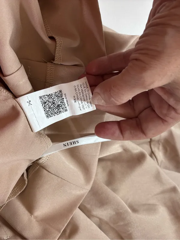 SHEIN Beige High-Waist Paperbag Trousers with Tie Belt - Image 7