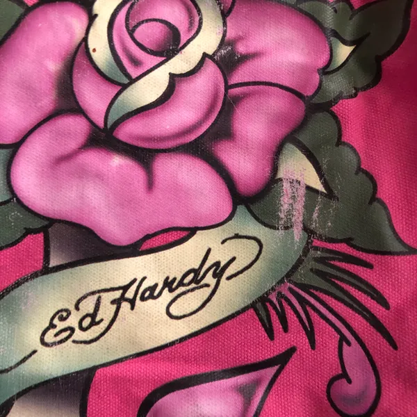 Ed Hardy 1971 pink and black tote shoulder hand crossbody bag purse grunge punk - Image 8