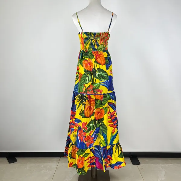 NWOT Farm Rio Cotton Bright Nature Maxi Sundress Multicolor Size L - Image 6