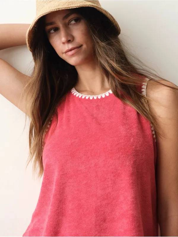 Marine Layer Towel Terry Shell Tank Red Large NWT STITCH FIX - Image 3