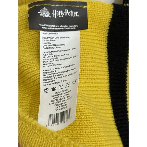 Harry Potter Wizarding World Hufflepuff Knit Scarf Black Yellow Unisex - Image 9