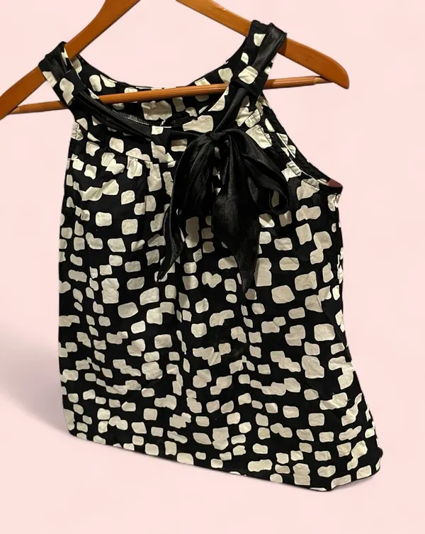 Cute vintage 90’s breezy cotton tie collar high neck sleeveless blouse AB Studio - Image 2