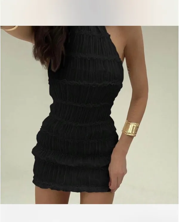 Mini Ruched Dress Black - Image 4
