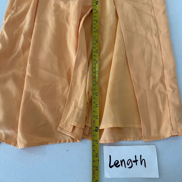 New Abercrombie‎ Fitch Orange Spaghetti Strap Ruched Side Slit Midi Dress Small - Image 15