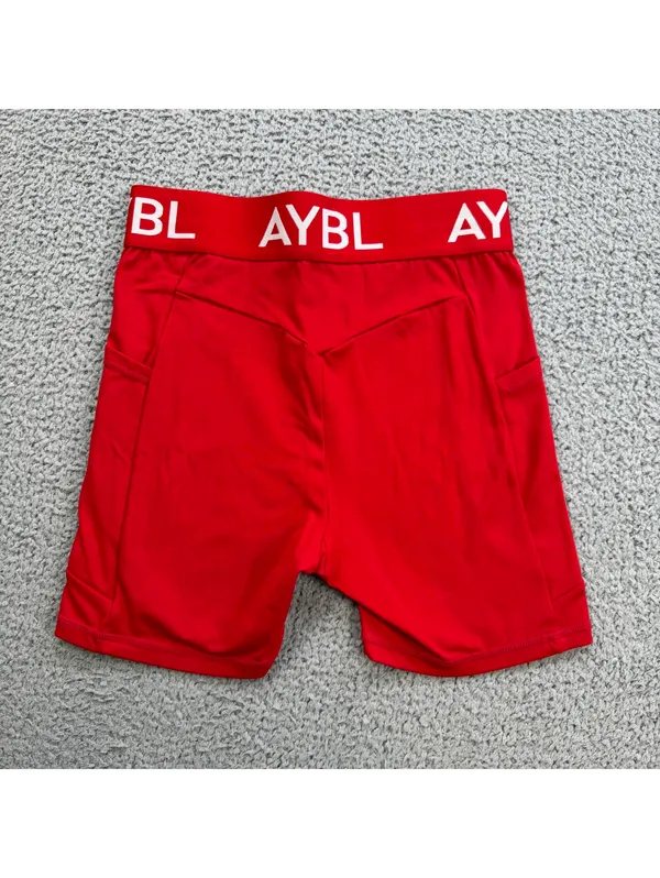 AYBL Red Seamless Gym Shorts Women XS Compression Training Activewear High Waist - Image 2