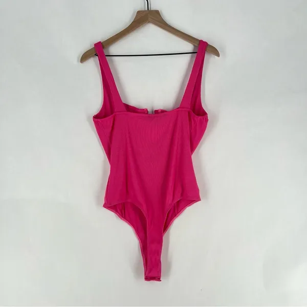 Lulu's Vibrant Pink Stretch Ribbed Sleeveless Wired Bra‎ Thong Bodysuit NWT XL - Image 9