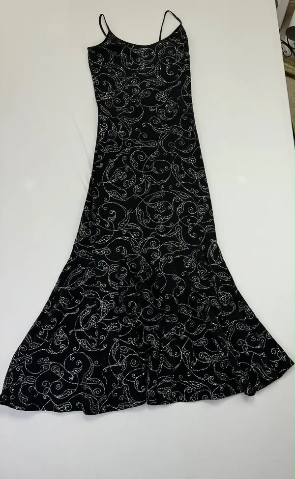 Vintage Jessica McClintock Millennium Black Silver Glitter Backless Fishtail Gow - Image 5