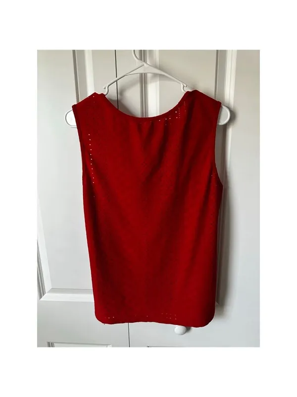 Red Eyelet Tank Top M Size M - Image 2