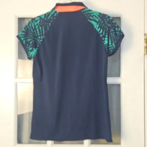 RLX Ralph Lauren Womens Navy Green Short Sleeve Polo Golf Shirt‎ Small - Image 2