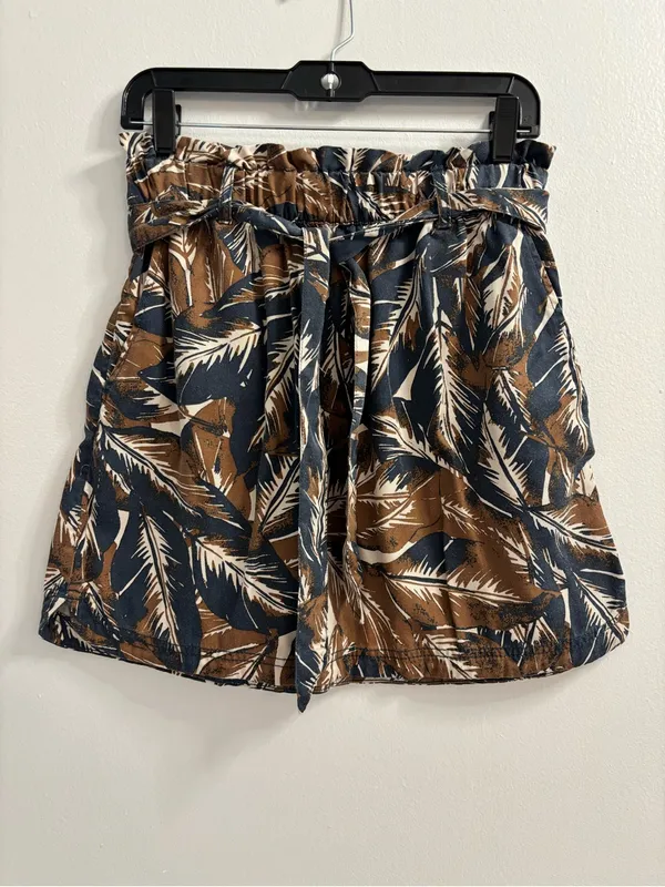 C&C California Tropical Palm Leaf Mini Skirt Medium Paperbag Waist Lyocell Boho - Image 2