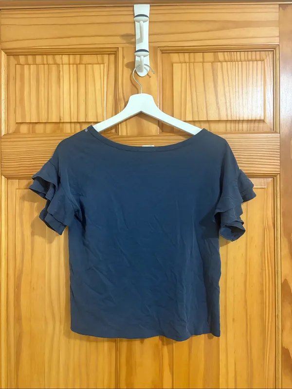 Nordstrom Sienna Sky Size Small Navy Blue Flutter Sleeve Top - Image 4
