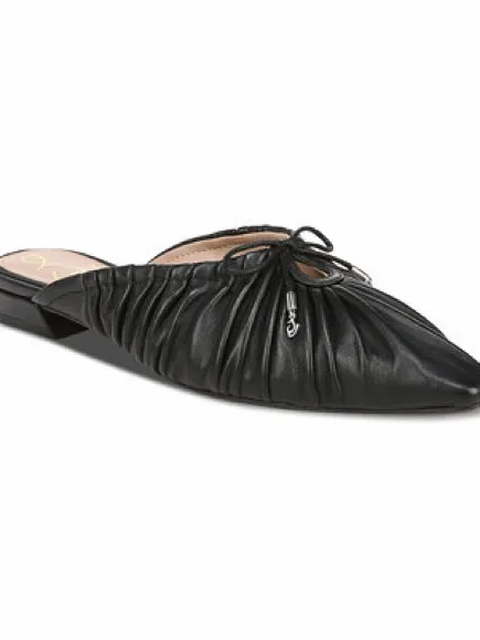 NEW Sam Edelman Women's Julia Ruched Pointed-Toe Flats Black 8.5 Leather - Image 3