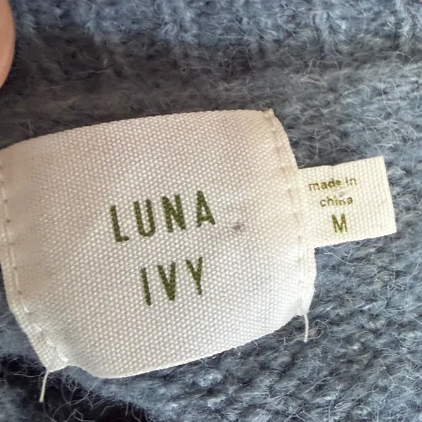Luna Ivy Cardigan Sweater M Blue Teddy Bear 3D Bow Button Front K5397 - Image 7