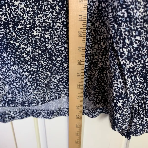 GAP Womens Navy Blue Floral V-Neck Long Sleeve Rayon Blouse Top L Flowy - Image 10