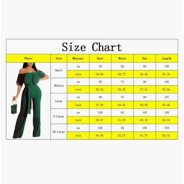 NEW Green Off Shoulder Solid Wide Leg Jumpsuits L NO BELT - Image 4