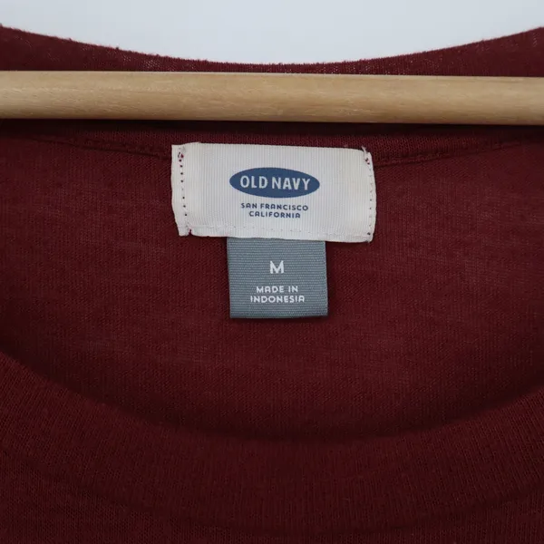 Old Navy Top Womens M Relaxed High-Low Burgundy 3/4 Sleeve Slub Knit Excellent - Image 2