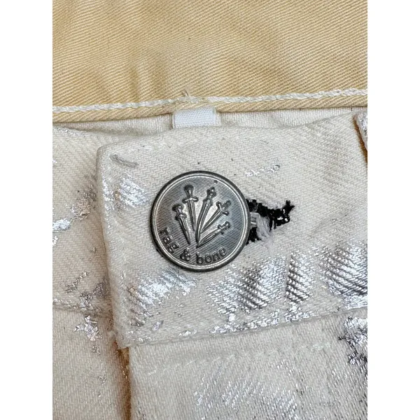 Rag & Bone Maya High Rise Ankle Slim‎ Jeans 25 Cream Silver Metallic Moonshine - Image 14