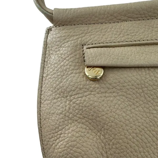 MONSAC Neutral Beige Pebbled Leather Small Shoulder Bag - Image 4