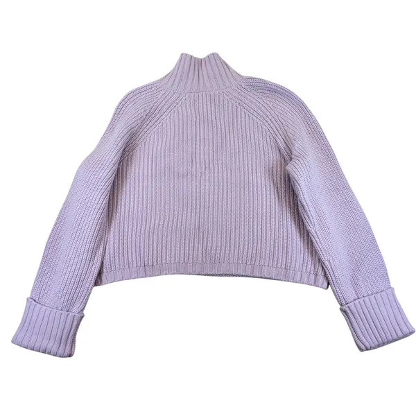 Abercrombie & Fitch Lavender Purple Mock Neck‎ Ribbed Chunky Knit Sweater Small - Image 2