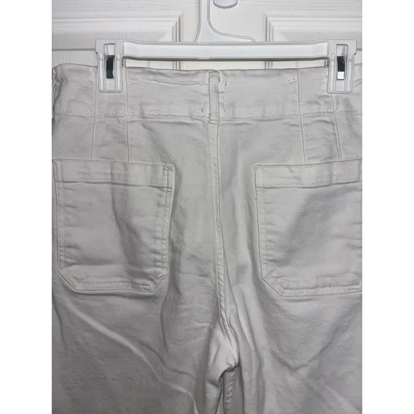 Anthropologie Maeve Colette White High Rise Wide Leg Cropped Pants 31 - Image 6