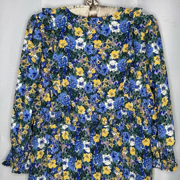 CODE x MODE Floral Maxi Dress XL Empire‎ Waist Drop Waist Ruffle Bishop Sleeve - Image 10