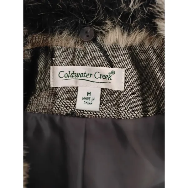 Coldwater Creek Brown Patchwork Tapestry Vest Fur Collar Size Med READ - Image 6