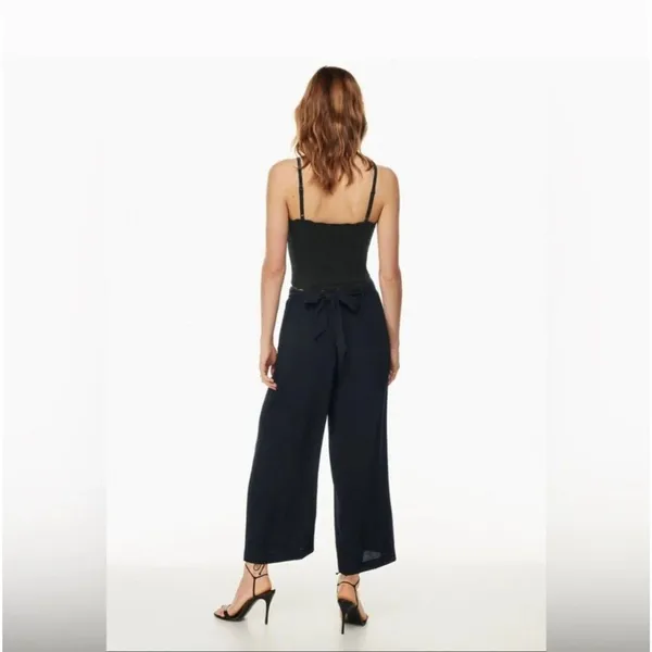 Aritzia Wilfred Sz Large The Faun Ankle Pant High-Waisted Wide-Leg Black Pants - Image 2
