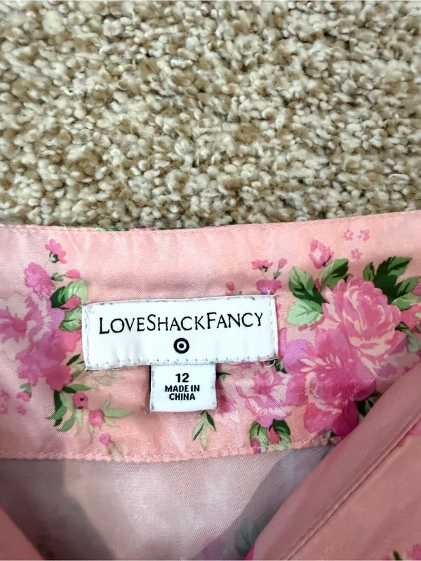 LoveShackFancy x Target Cecile Pink Floral Puff-Sleeve Dress Size 12 - Image 4