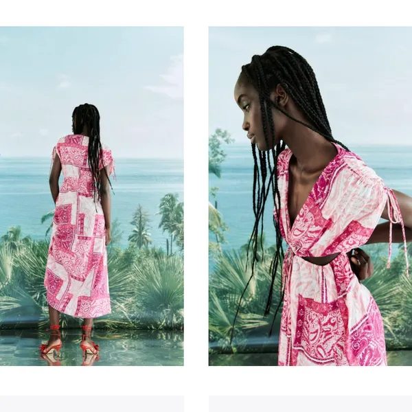 Zara Pink Paisley Patchwork Maxi Dress - Image 4
