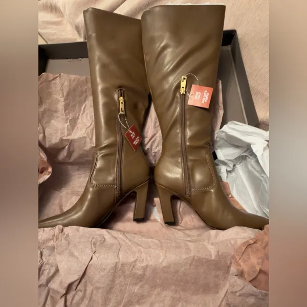 Franco Sarto Bowman New Knee High Boot Woodland Brown Stretch Wide Calf 7 M - Image 4