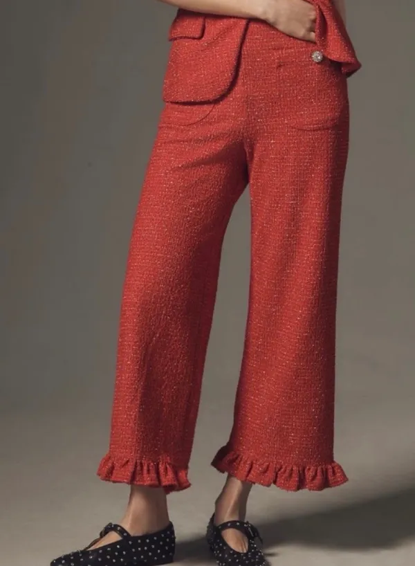 NWT Anthropologie Maeve The Colette Crop Wide-Leg Pants: Tweed Edition, Size 25 - Image 3