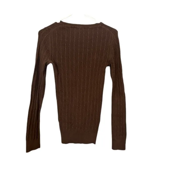 Gap Brown Long Sleeve Cotton Stretch Ribbed Knit Blouse Women Sz Sm - Image 2