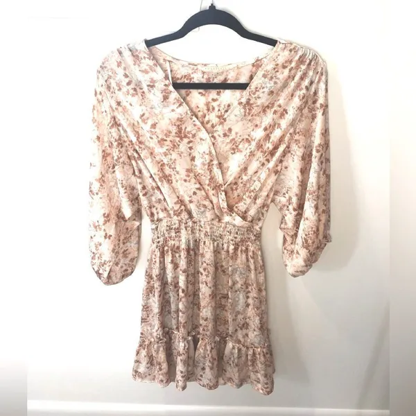 Lovestitch Floral Sheer Flowy Mini Dress S Small Boho Romantic Cottage Romantic - Image 6
