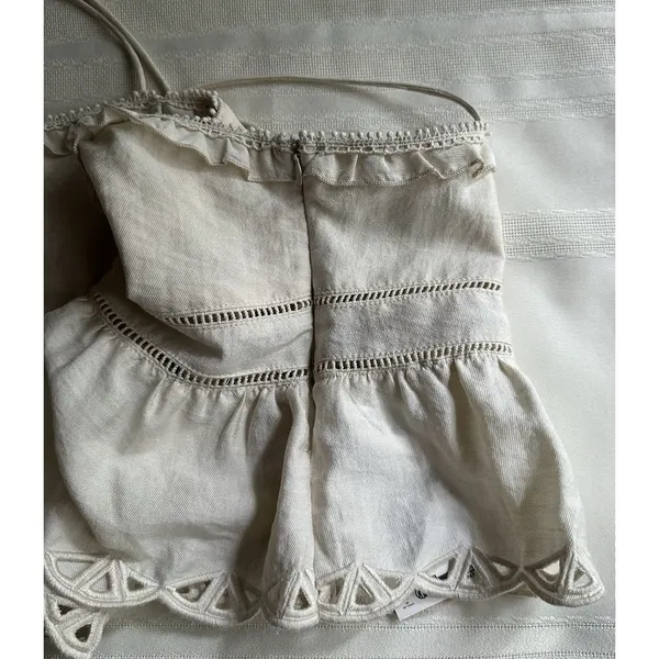 Zara Embroidered Peplum Top Beige/ Cream Size S New with Tags Women’s - Image 11