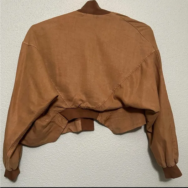 Young Fabulous and Broke The Fara Jacket Brown Cropped Bomber - Small - Image 8